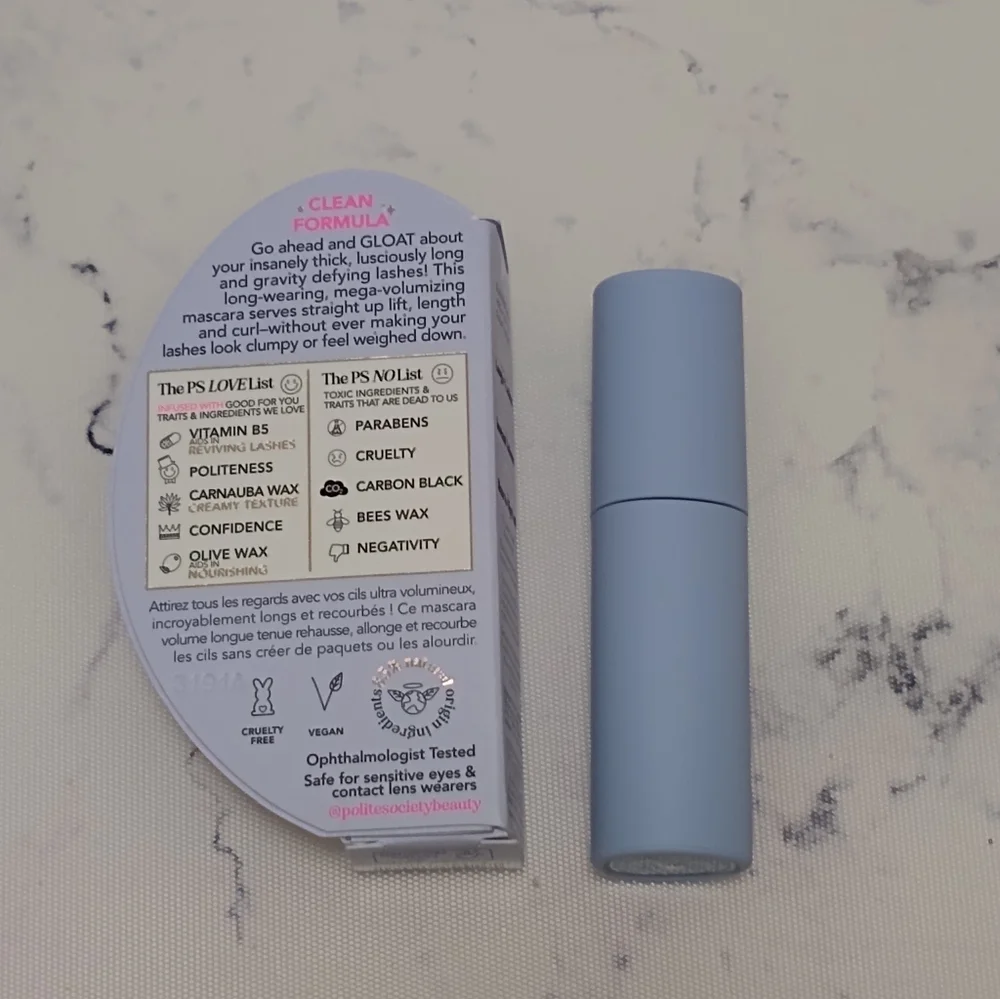 Polite Society Greatest Lashes of All Time Mascara BLACK 6g/.2oz Travel Size New